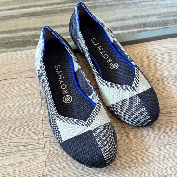 Rothy's Black and White Geometric Flats - Picture 1 of 5